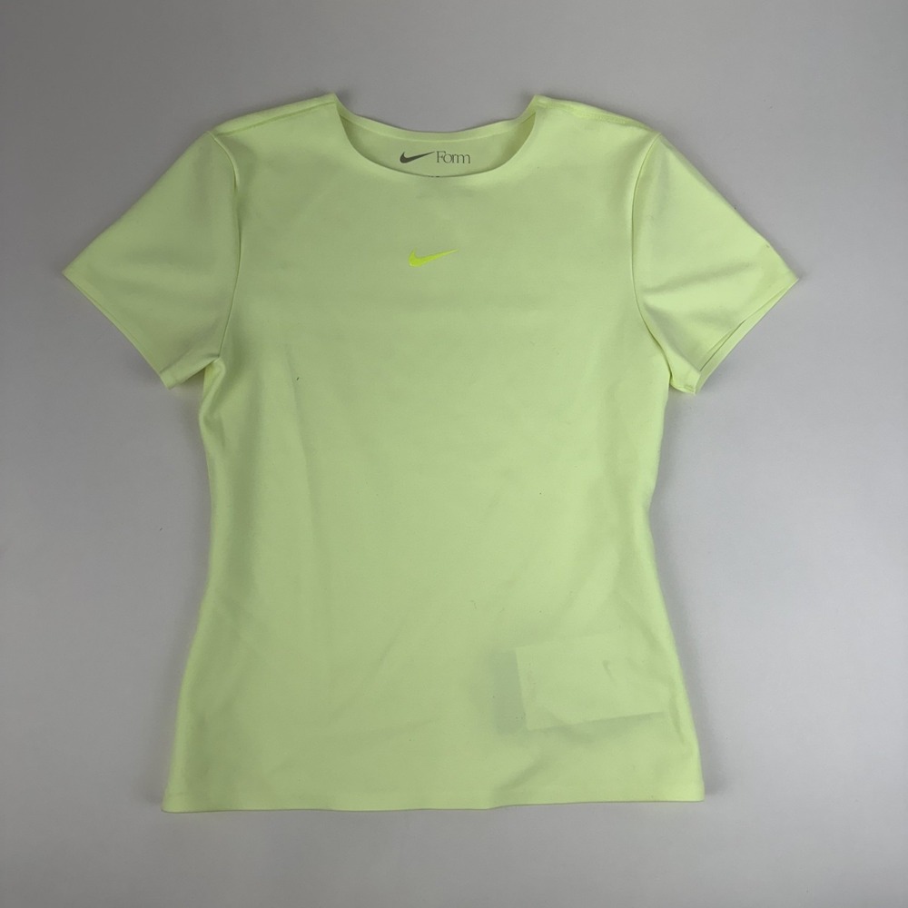 New Womens Nike Form Volt Green Athletic Gym Short Sleeve T-Shirt Size XSmall
